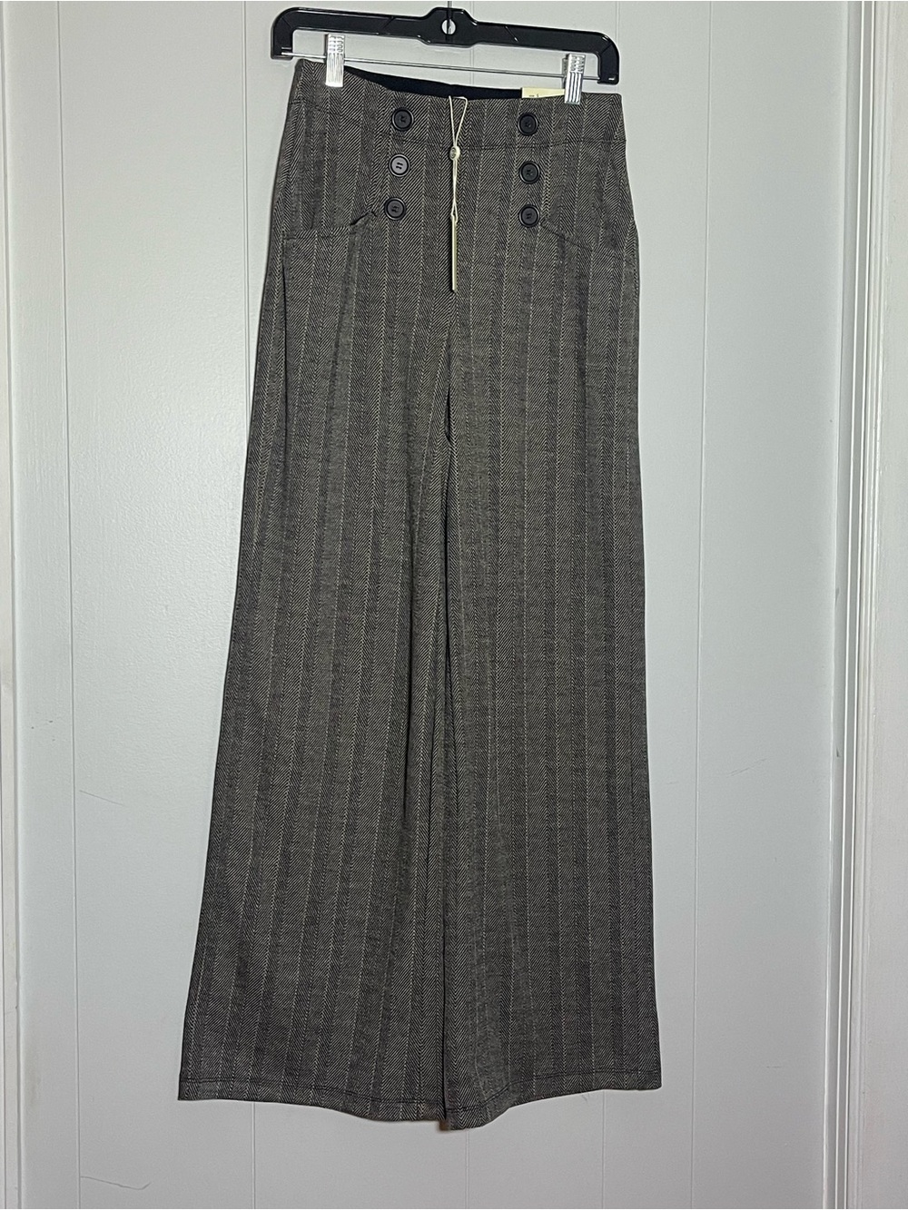 Max Studio Brown Pinstripe Wide-Leg Dress Pants